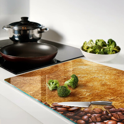 Tagliere in vetro con motivo caffè e pelle