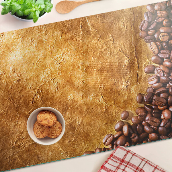 Tagliere in vetro con motivo caffè e pelle