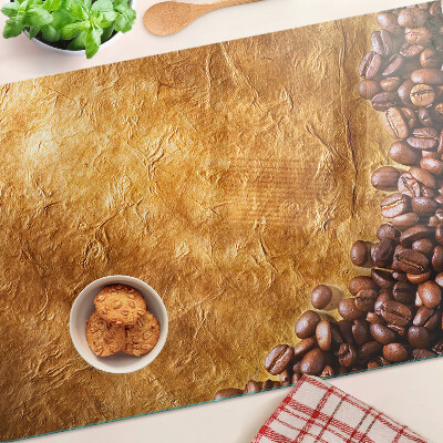 Tagliere in vetro con motivo caffè e pelle