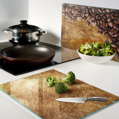 Tagliere in vetro con motivo caffè e pelle