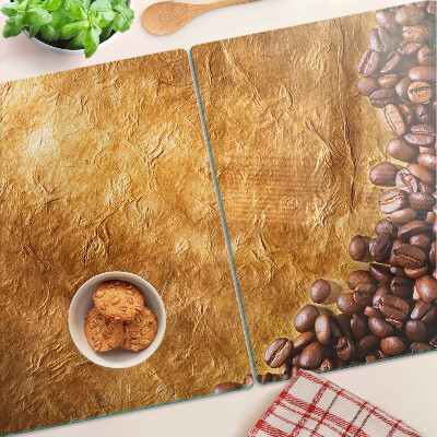 Tagliere in vetro con motivo caffè e pelle