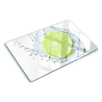 Tagliere in vetro temperato con stampa di limone immerso nell'acqua