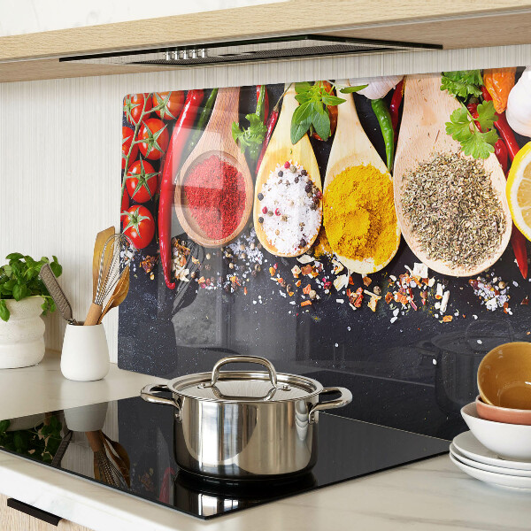 Tagliere in vetro temperato con decorazione a tema spezie ed erbe