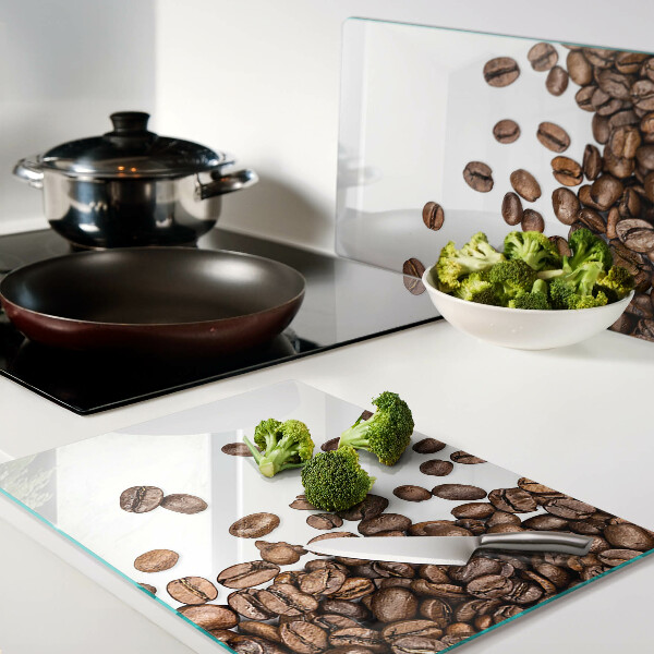 Tagliere in vetro temperato con motivo a chicchi di caffè