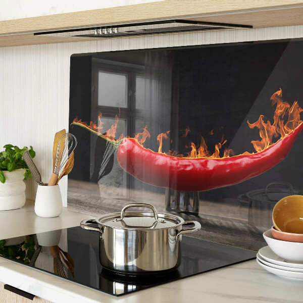 Tagliere in vetro con decorazione “Fuoco e peperoncino”