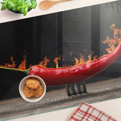 Tagliere in vetro con decorazione “Fuoco e peperoncino”