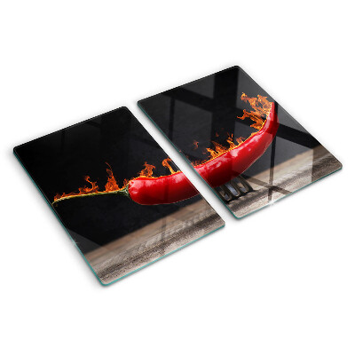 Tagliere in vetro Fuoco e peperoncino