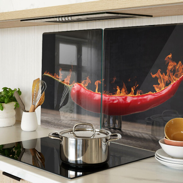 Tagliere in vetro con decorazione “Fuoco e peperoncino”