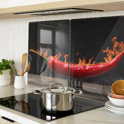 Tagliere in vetro con decorazione “Fuoco e peperoncino”