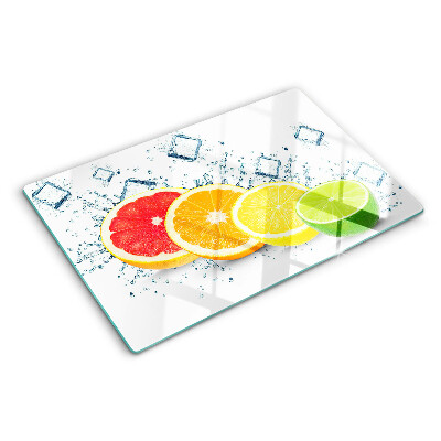 Tagliere in vetro temperato con motivo di agrumi a fette dai colori vivaci