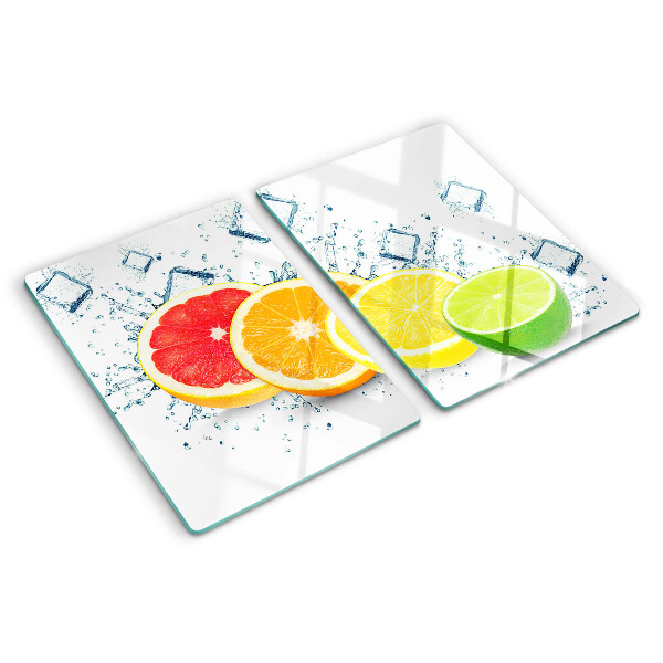 Tagliere in vetro temperato con motivo di agrumi a fette dai colori vivaci