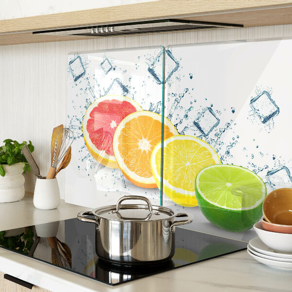 Tagliere in vetro temperato con motivo di agrumi a fette dai colori vivaci
