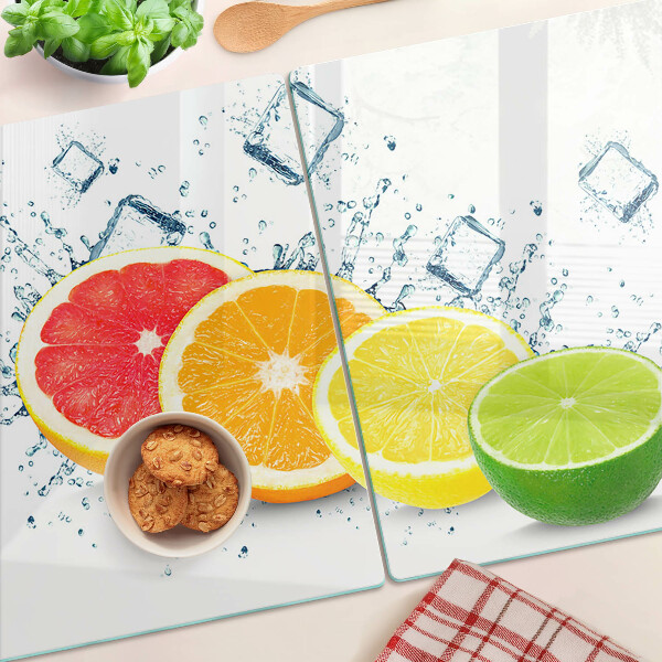 Tagliere in vetro temperato con motivo di agrumi a fette dai colori vivaci