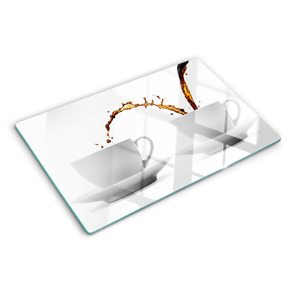 Tagliere in vetro temperato con stampa a motivo caffè per tazze