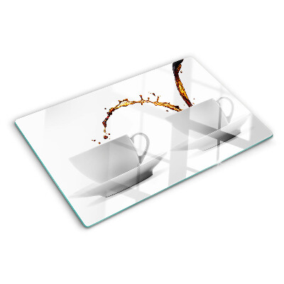 Tagliere in vetro temperato con stampa a motivo caffè per tazze