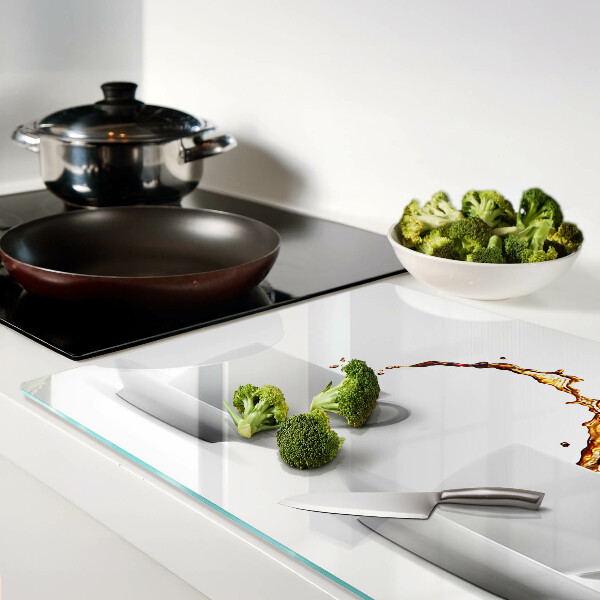 Tagliere in vetro temperato con stampa a motivo caffè per tazze