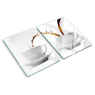 Tagliere in vetro temperato con stampa a motivo caffè per tazze