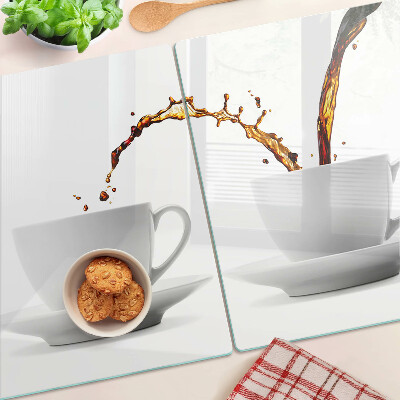 Tagliere in vetro temperato con stampa a motivo caffè per tazze