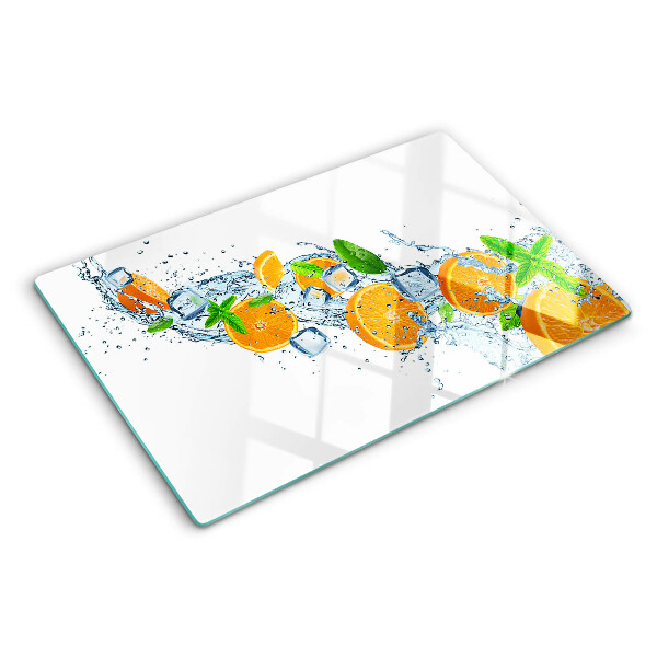 Tagliere in vetro temperato con motivo di agrumi in acqua