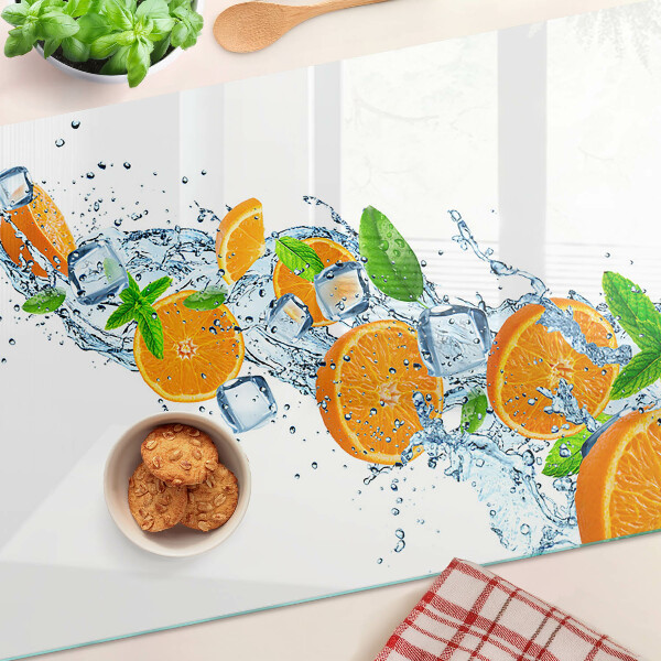 Tagliere in vetro temperato con motivo di agrumi in acqua