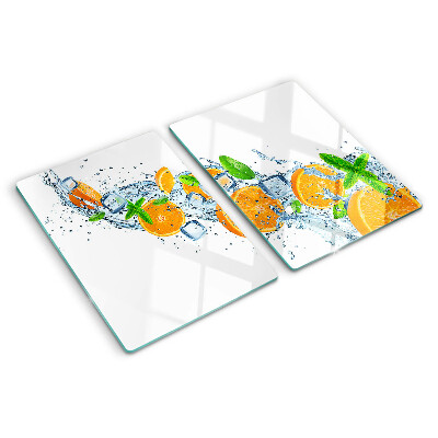 Tagliere in vetro temperato con motivo di agrumi in acqua