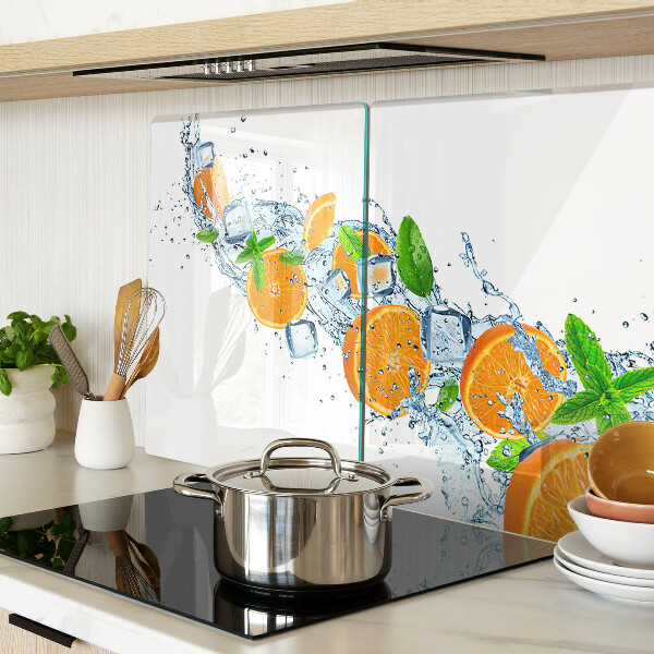 Tagliere in vetro temperato con motivo di agrumi in acqua