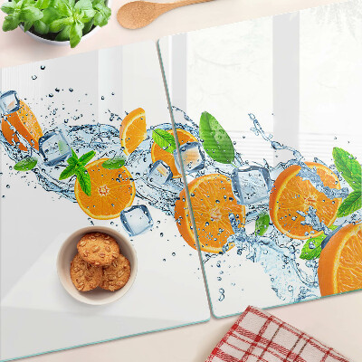 Tagliere in vetro temperato con motivo di agrumi in acqua