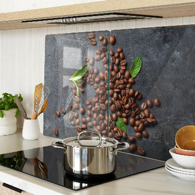 Tagliere in vetro con motivo di chicchi di caffè su sfondo effetto pietra
