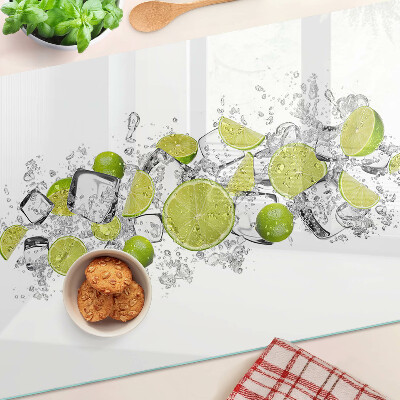 Tagliere in vetro temperato con decoro di limoni e motivo ghiaccio