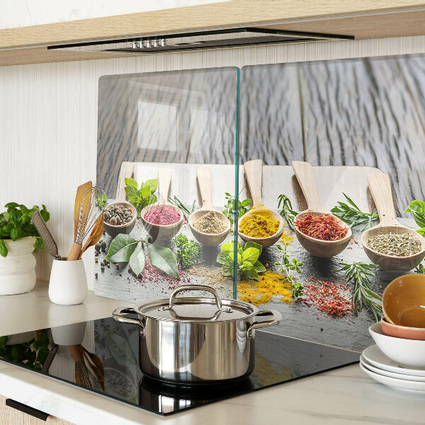 Tagliere in vetro temperato con decorazione a tema spezie ed erbe