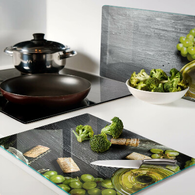 Tagliere in vetro temperato con stampa a tema vino e uva