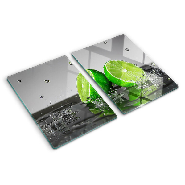 Tagliere in vetro temperato con motivo limoni immersi nell'acqua