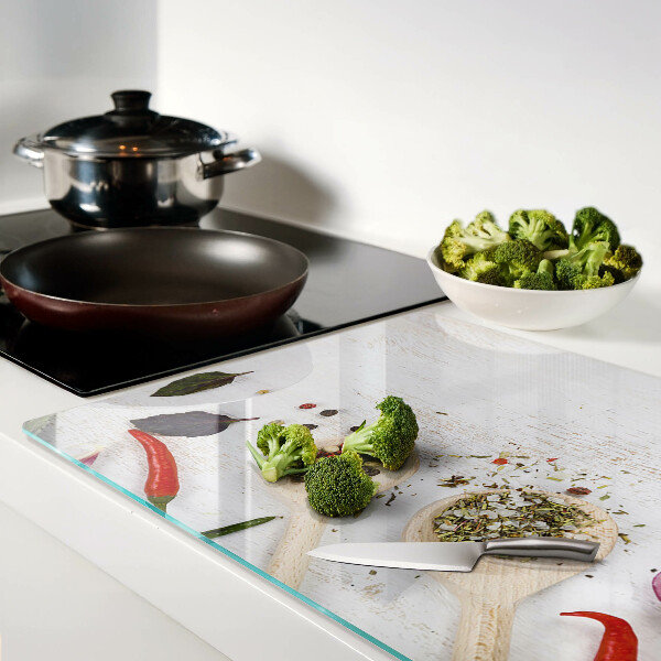 Tagliere in vetro temperato con motivo spezie ed erbe