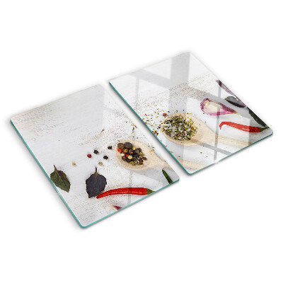 Tagliere in vetro temperato con motivo spezie ed erbe