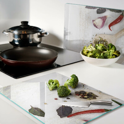 Tagliere in vetro temperato con motivo spezie ed erbe