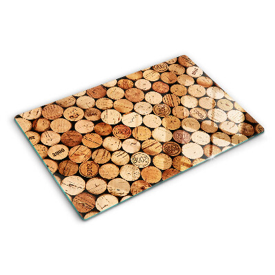 Tagliere in vetro temperato con tappi per vino