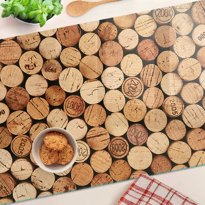 Tagliere in vetro temperato con tappi per vino