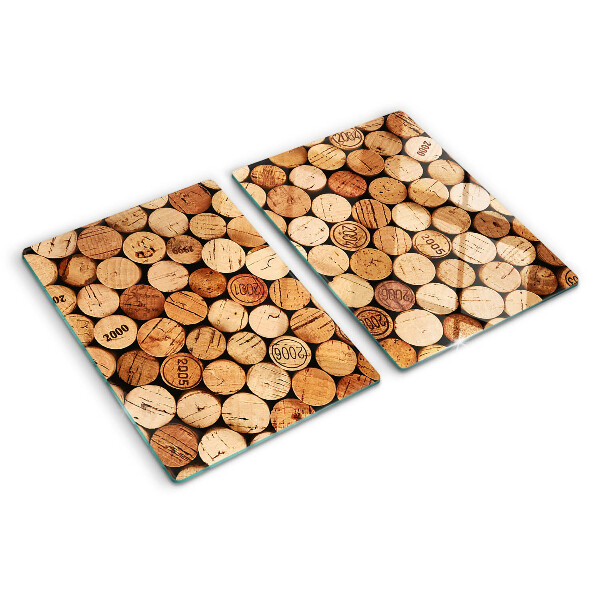 Tagliere in vetro temperato con tappi per vino