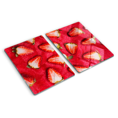 Tagliere in vetro temperato Fragole su sfondo rosa