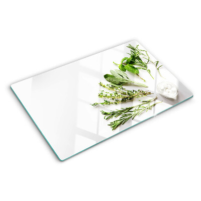 Tagliere in vetro con stampa a tema erbe da cucina