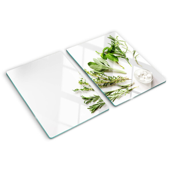 Tagliere in vetro con stampa a tema erbe da cucina
