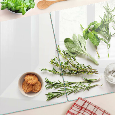Tagliere in vetro con stampa a tema erbe da cucina