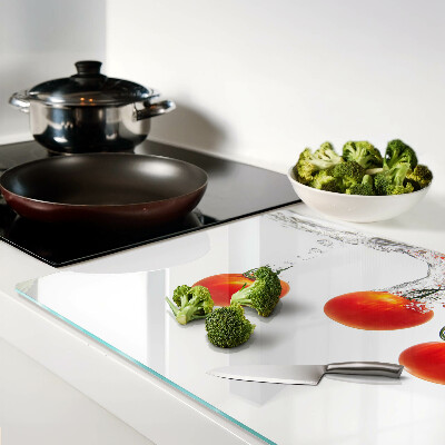 Tagliere in vetro temperato con motivo di pomodori immersi nell'acqua
