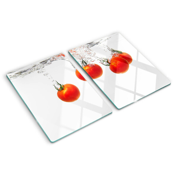 Tagliere in vetro temperato con motivo di pomodori immersi nell'acqua