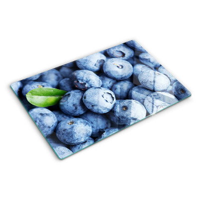 Tagliere in vetro con stampa di mirtilli e foglia