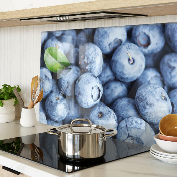 Tagliere in vetro con stampa di mirtilli e foglia