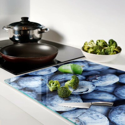 Tagliere in vetro con stampa di mirtilli e foglia