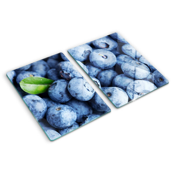 Tagliere in vetro con stampa di mirtilli e foglia