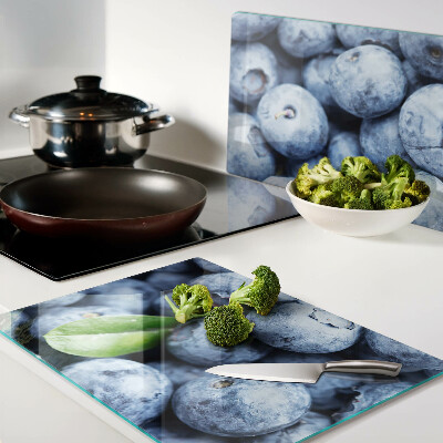 Tagliere in vetro con stampa di mirtilli e foglia