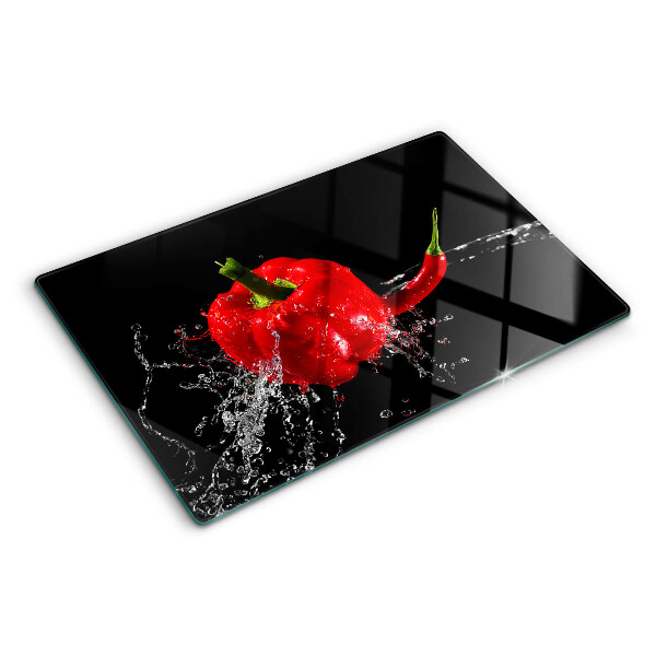 Tagliere in vetro temperato Peperone rosso in acqua